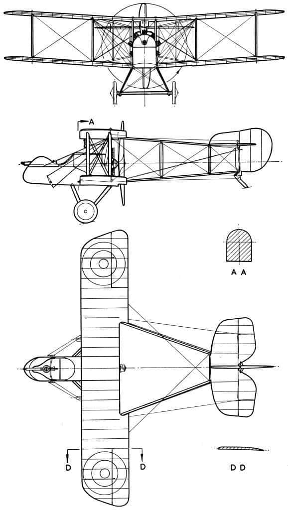 Общий вид одноместного истребителя Эйрко D.H.2